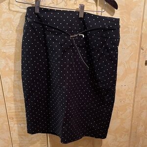 Elegant Black Polka Dot Skirt with Belt